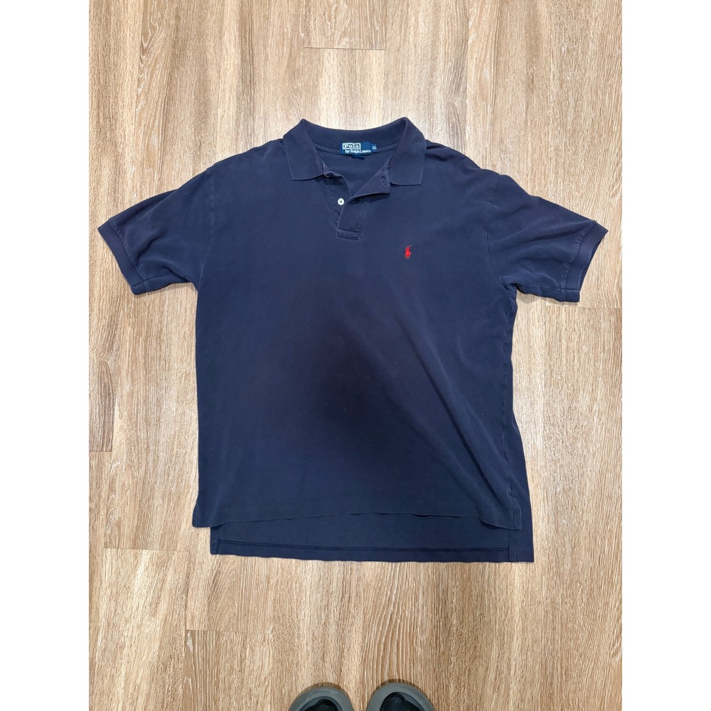 Polo Ralph Lauren Mens XL Navy‎ Blue Short Sleeve Pique Polo Shirt Red Pony Logo